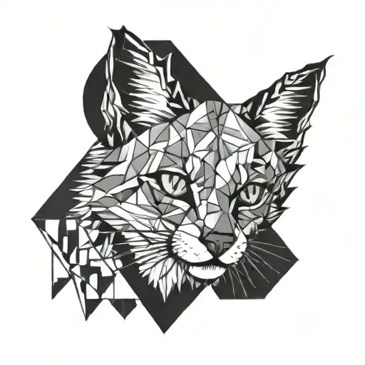 Maincecoon Cat Inside Geometric Pattern