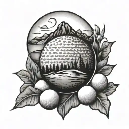 Golf Ball Surrounded My Mountain Range