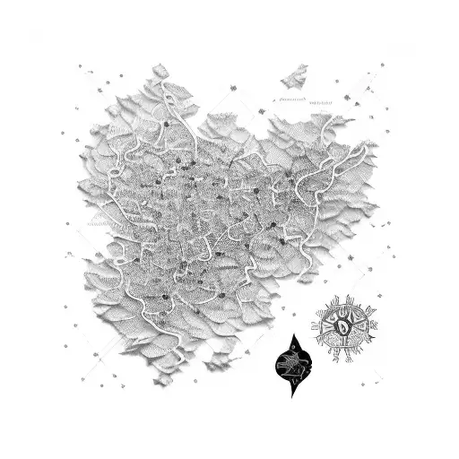 A Map Of Macedonia And Croatia Intertwined With Delicate Floral Patterns