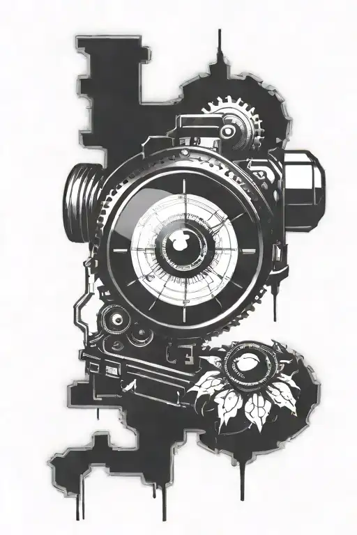 Eye Surrounded By Digital Clock In The Center Of A Videocamera
