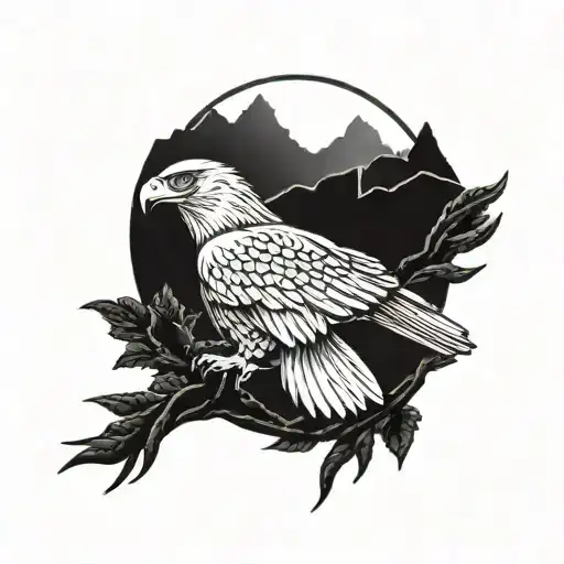 Eagle With Farm Landscape
