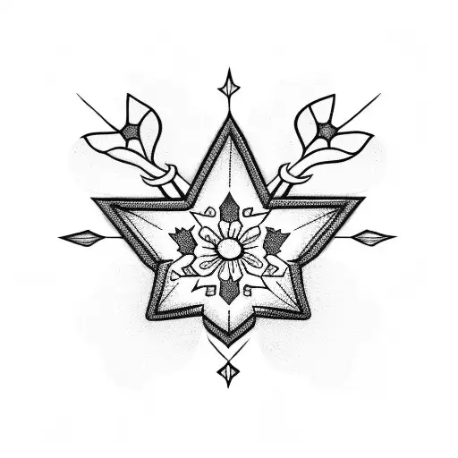 Upside Down Star With Flowers