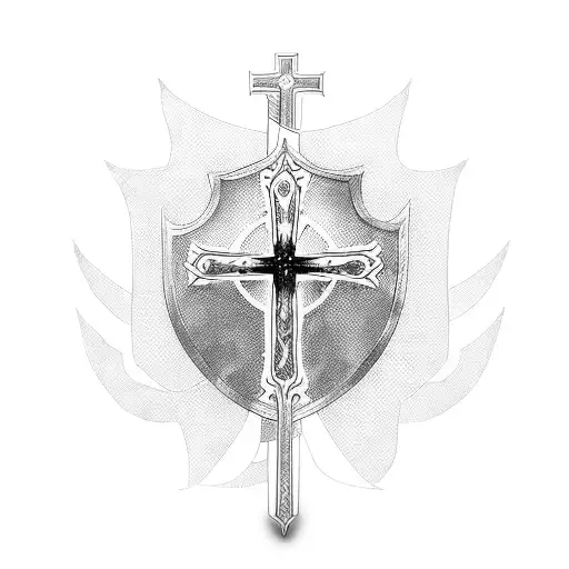 Jesus Cross With Sword And Shield