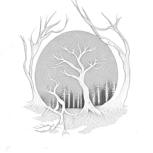 Pine Forest With Tree Roots That Look Like A Circut Board