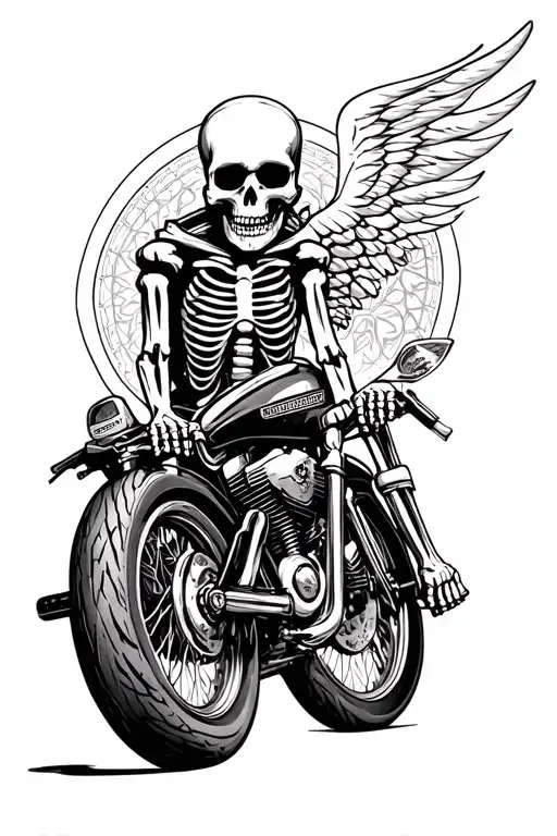 Skeleton On A Harley Davidson Motorcycle