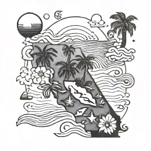 California And Florida Beaches Mixed With Arizona