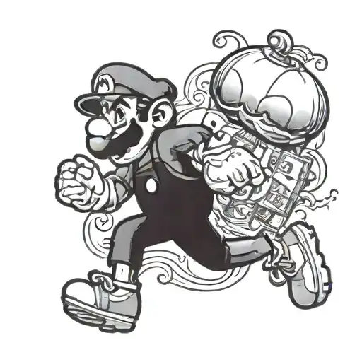 Mario Running With A Plug And Money Bag Bitch Prostitute