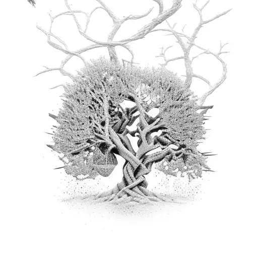 Elder Wood Tree Made Of Crystal With Rose In Hope Of The Tree