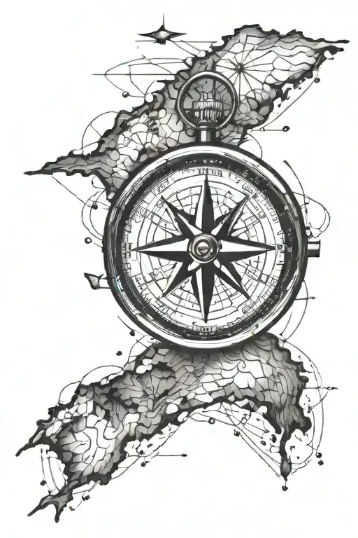 Compass With Philippines Islands Map Outline
