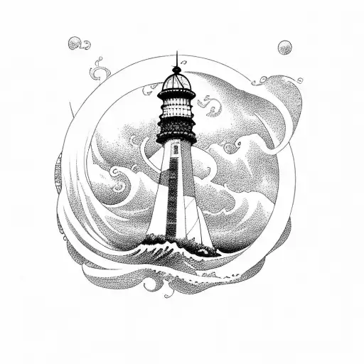 Ocean Wave Opctopus Ship Zeus Lighthouse
