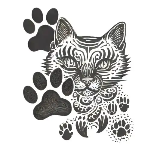 Dog Paw Print And Cat Paw Print