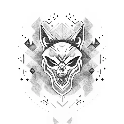 Nordic Rune Wolf Skull