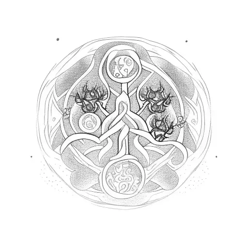 Yggdrasil With 9 Realms In A Circle