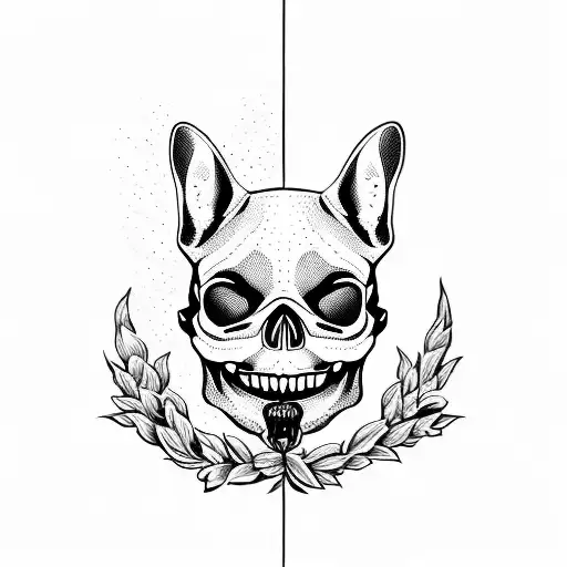 Evil Frenchie Skull Long Tongue