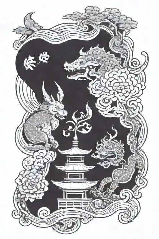 Asian Theme Mixed With Western Art Representation