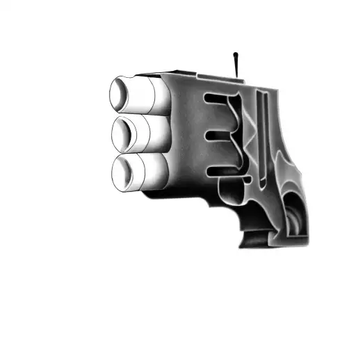 A Gun With Three Different Colored Bullets