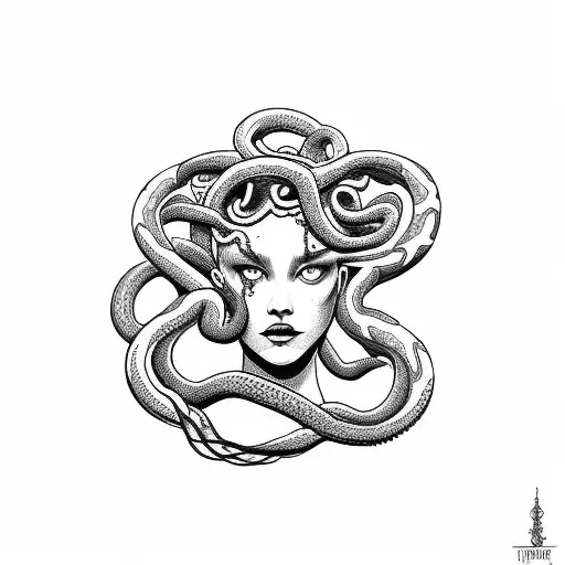A Sketch-style Medusa With Swirling Snakes