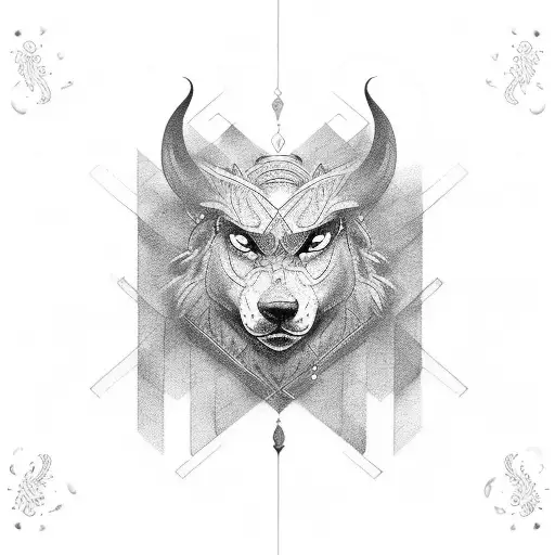 Thick Black Single Line Norse From Collar Bones Down Sternum