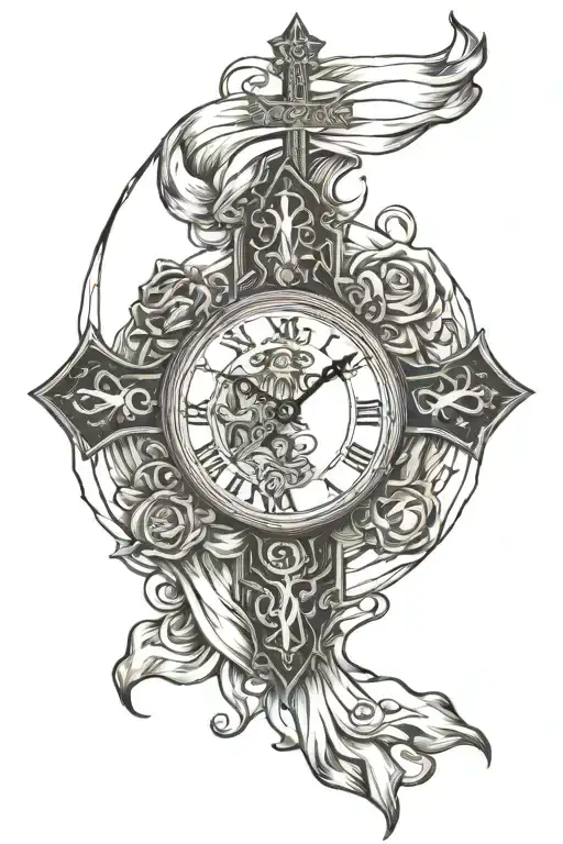 Cross Sun Cancer Ribbon Clock Baseball