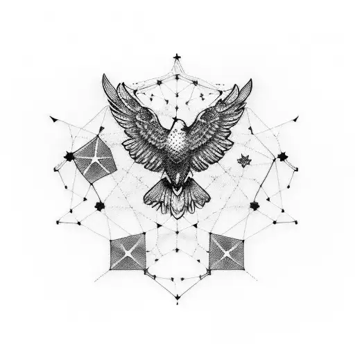 A Constellation Of Stars Forming The Shape Of An Eagle Soaring Through The Sky