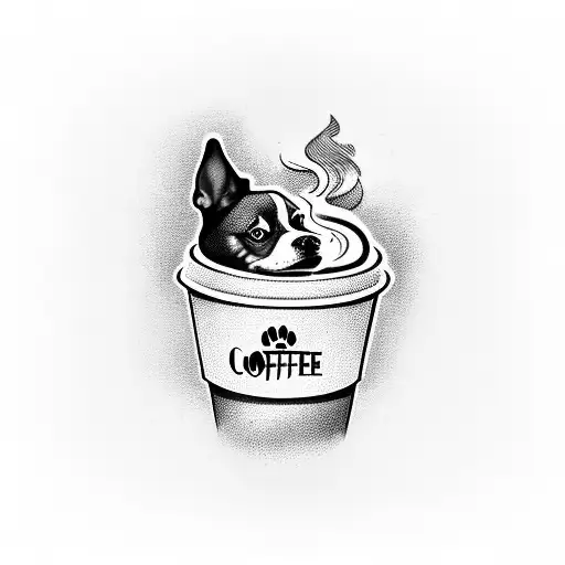 A Coffee Cup With A Silhouette Of A Dog Emerging From The Steam