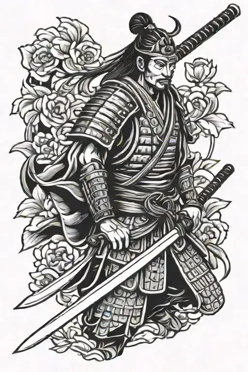 Samurai Warrior Holding Katana Sword