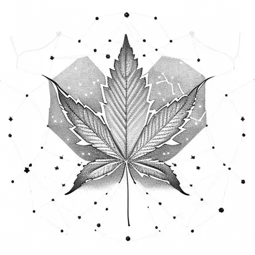 Cannabis Leaf With A Constellation Of Stars Forming Its Shape