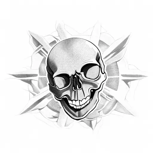 Screaming Skull Stretching Out Of The Center Of A Heart Shape