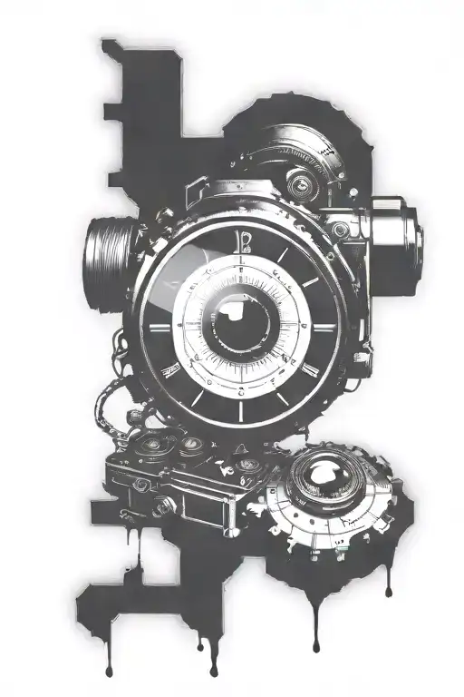 Eye Surrounded By Digital Clock In The Center Of A Videocamera