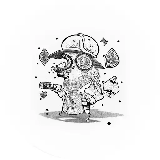 Psychedelic Game Characters Playing Poker With Bitcoin Chips