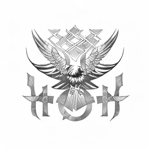 Nordic Runes Forming The Silhouette Of A Raven