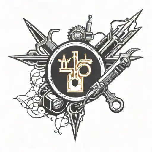 Create A Tattoo Design Inspired By Electrician Tools With A Religious Twist