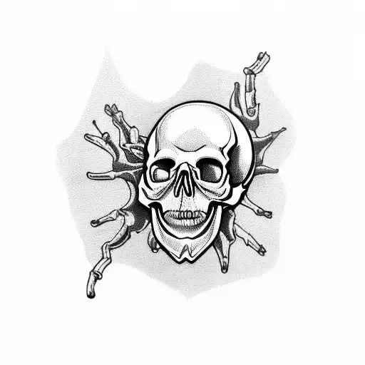 Screaming Skull Stretching Out Of A Heart