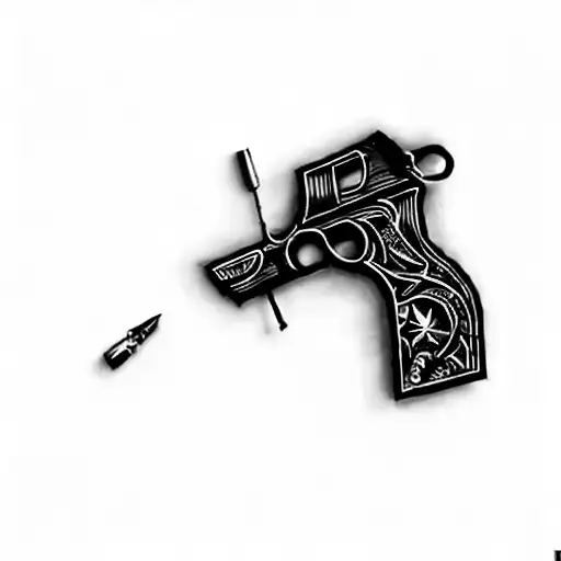 A Gun With Three Different Colored Bullets