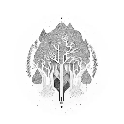 An Abstract Representation Of A Software Code Merging With A Vibrant Forest Scene