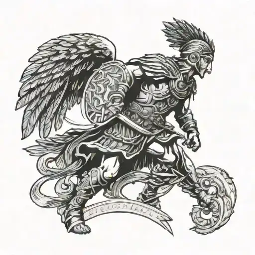 Roman Warrior And Hawk Perched