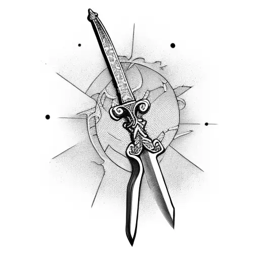 Sword With Lighting And A Bible Sricpture