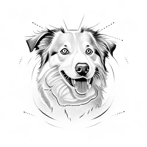 Black And White Aussie Dog Face With Tongue Out