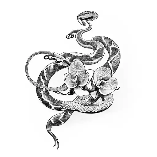 Snake With Orchids