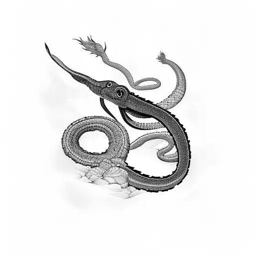 Black Snake Sillhuette Coming Out Of A Three