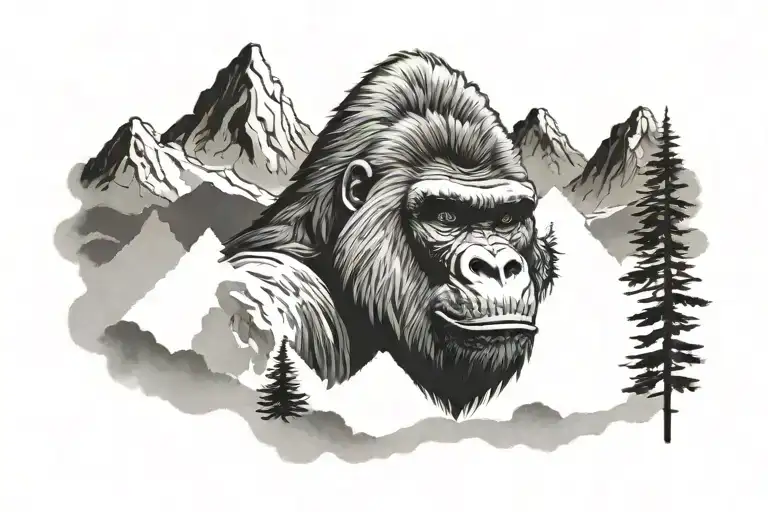 Gorilla Misty Mountain Scenery