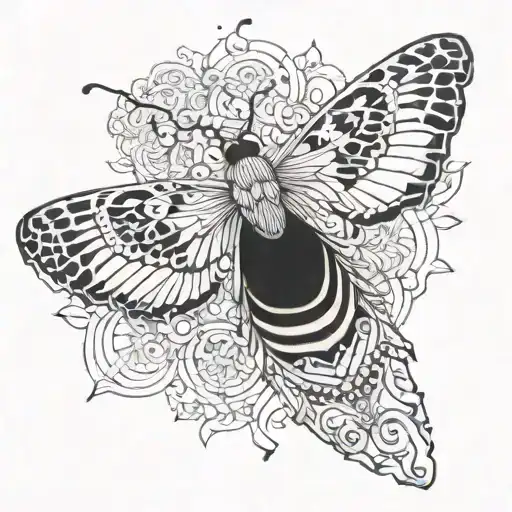 Mendala Half Sleeve Arm Implementing A Moth