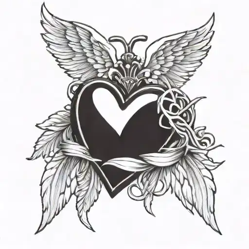 Tilted Heart Locket With Long Angel Wings