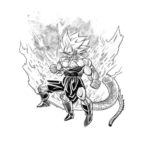 A Dynamic And Action-packed Scene Featuring Characters From Dragon Ball In A Fierce Battle