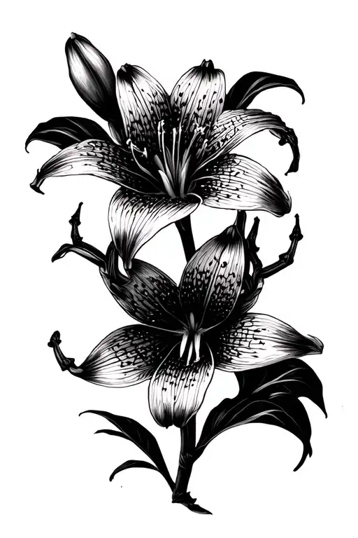 Spider Lillies With Spider Web