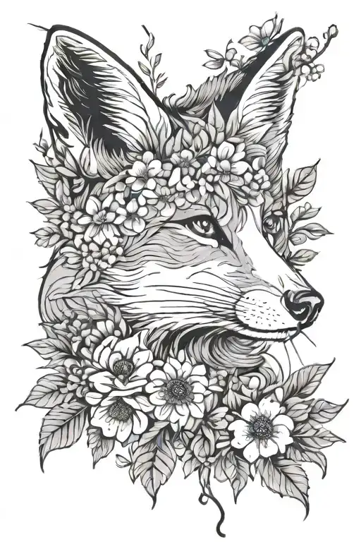 Fox Female Wild Flowers Surrounding