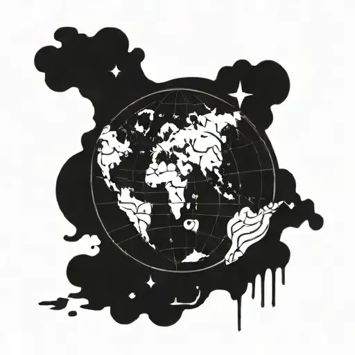 A Flat Earth Map Motif Symbolizing Love