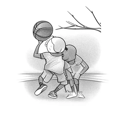 Father And Child Playing Basketball