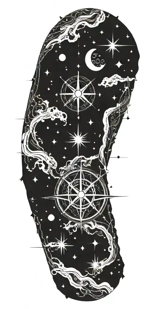 The Abyss Inspired Constellations With Compass Rose Intertwined