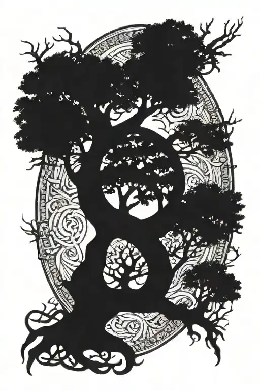 Round Wooden Shield With A Fierce Tree Of Life Knot